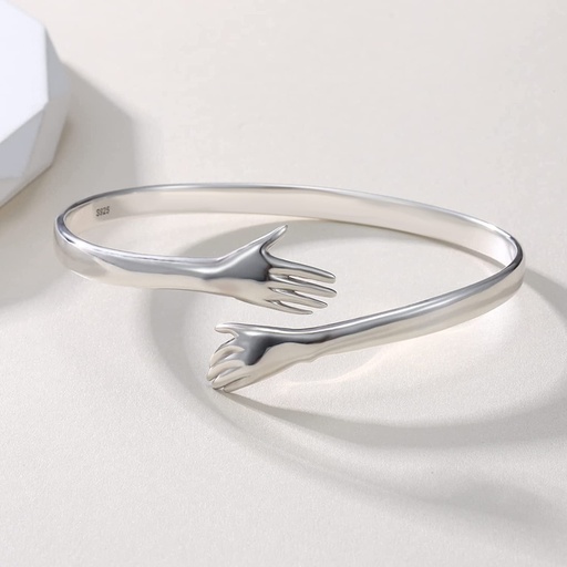 [ZMB1] Silver Bangle for boys and Men Silver Hug bangle
