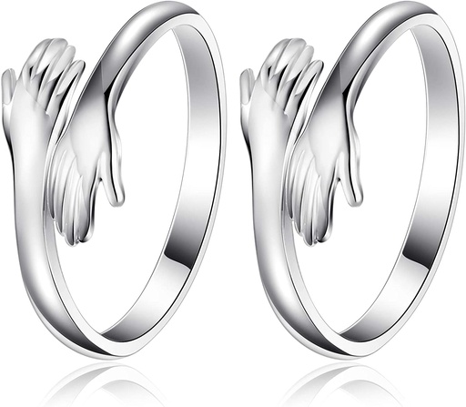 [ZCB55] Silver Couple Rings Hug Ring For Couples