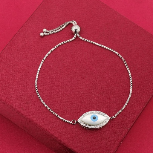 [ZB22] Silver Bracelet For women and Girls Silver Evil Eye Bracelet