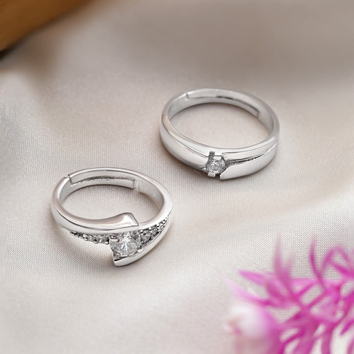 [ZCB38] Silver Couple Ring Silver Rings for Couple on Anniversary