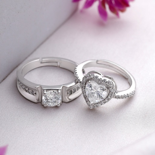 [ZCB87] Silver Couple Ring Silver Rings for Couple on Anniversary